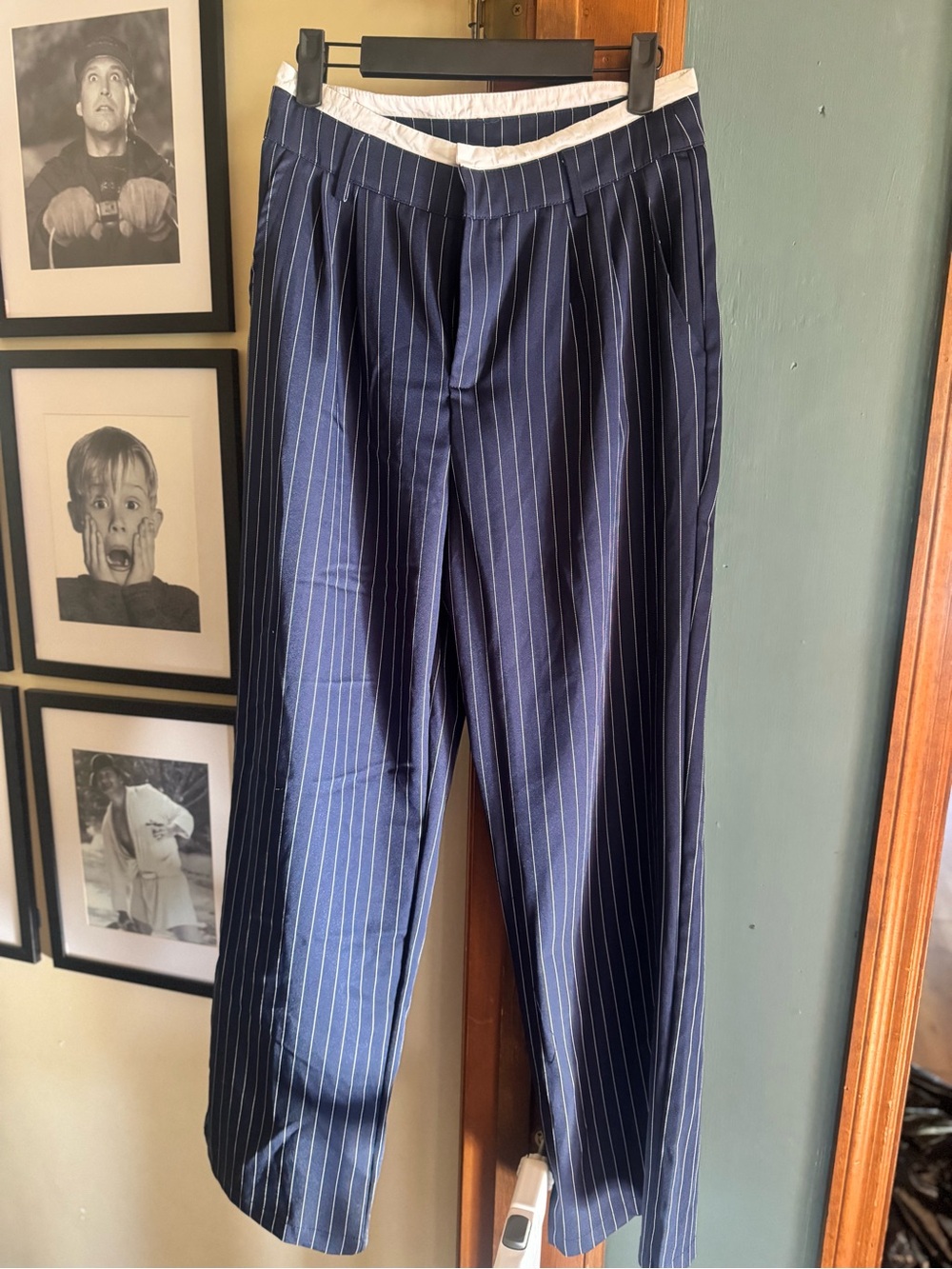 Men's Navy Pinstripe Dress Pants